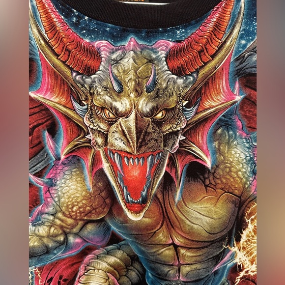 NWOT Rock Chang Dragon Mythical Creatures Graphic Glow In Dark Black Size Large - Picture 2 of 7